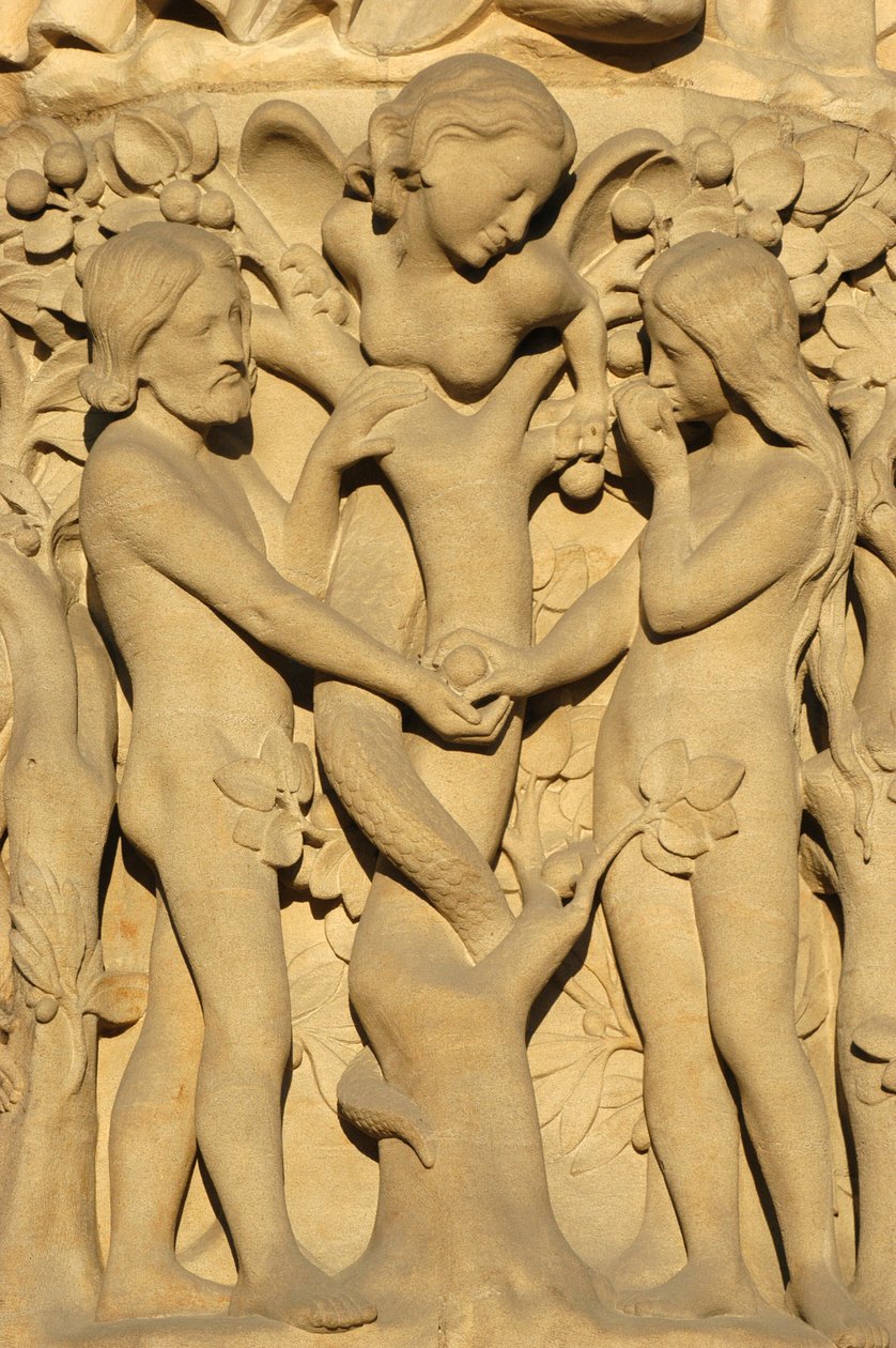 Notre Dame de Paris katedralskulptur: Adam og Eva, Paris, Frankrike av Unbekannt