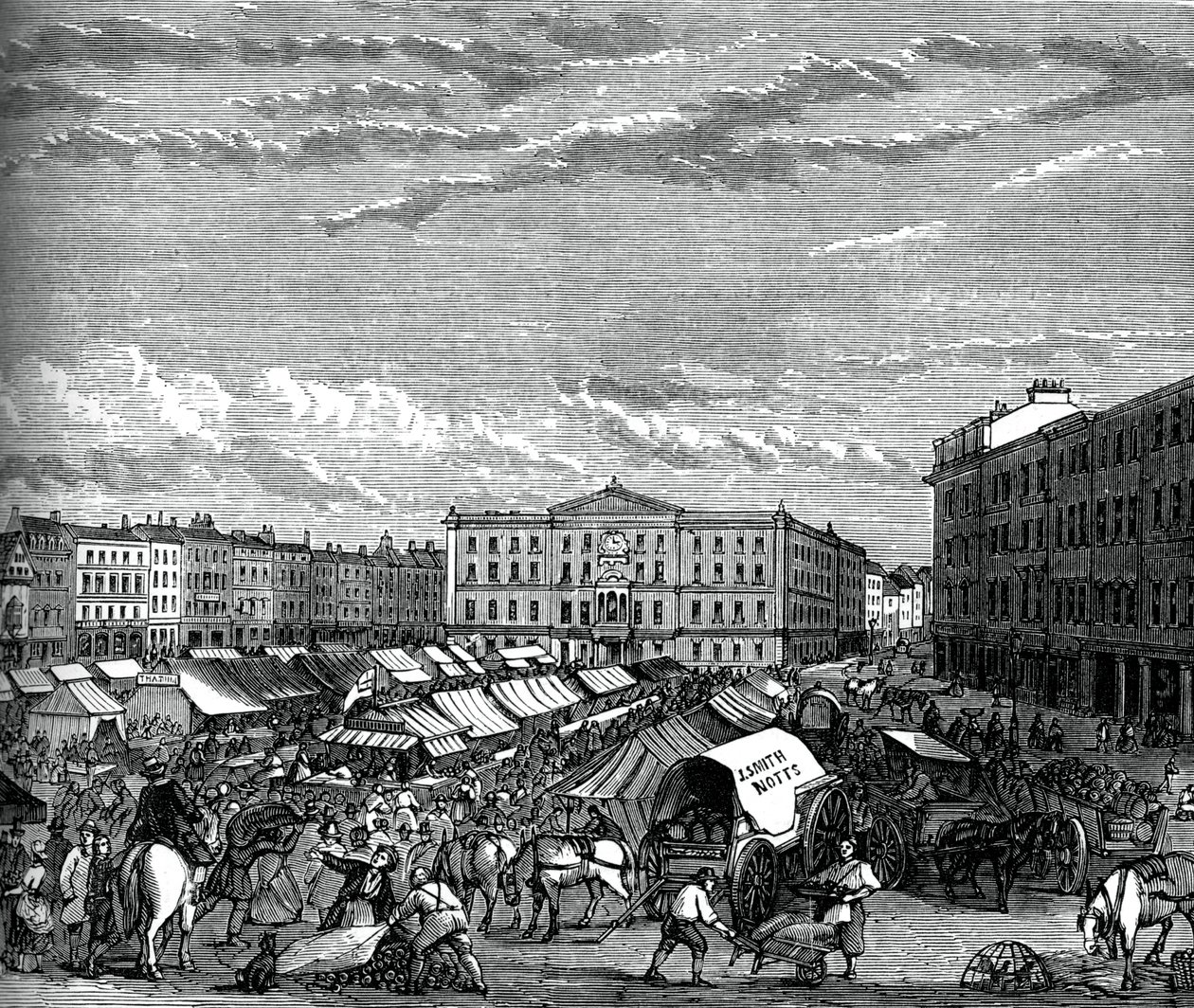 Nottingham markedsplass, c1880 av Unbekannt