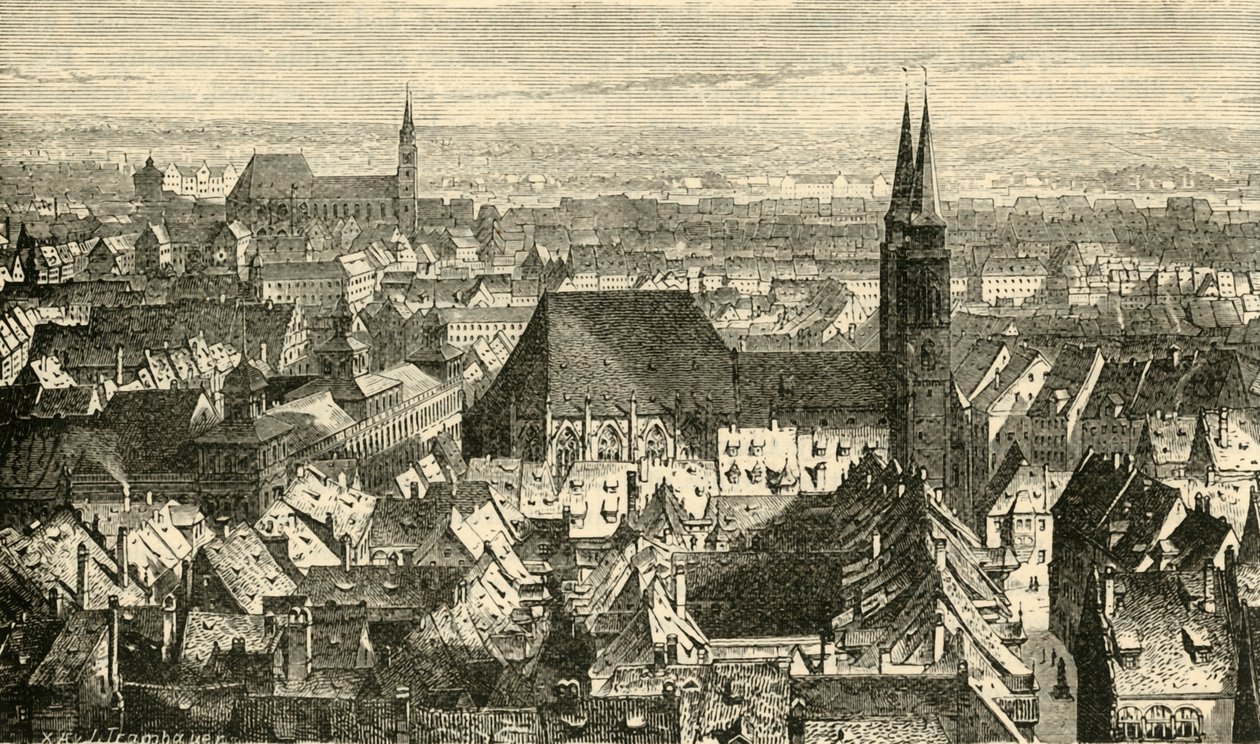 Nürnberg fra murene, 1890. av Unbekannt