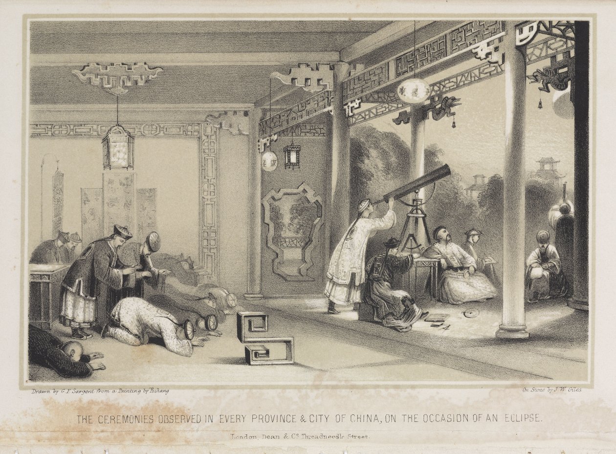 Observerer en formørkelse i Kina, ca 1836 av Unbekannt