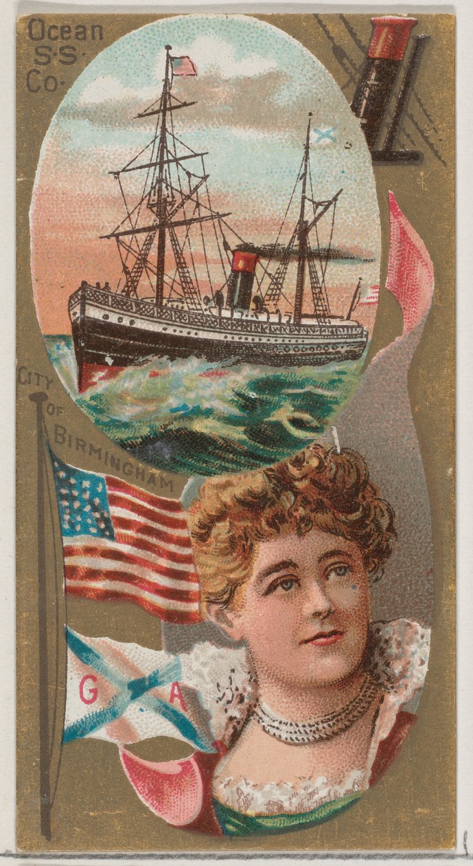 Ocean Steamship Company, fra Ocean and River Steamers-serien N83 for Duke brand cig..., 1887. av Unbekannt
