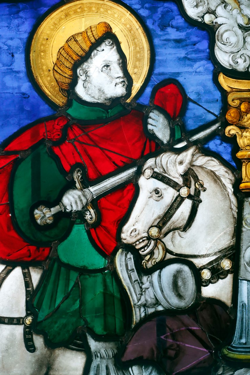 Oeuvre Notre-Dame Museum, Glassmaleri med Charity of Saint Martin, Strasbourg, Frankrike (bilde) av Unbekannt