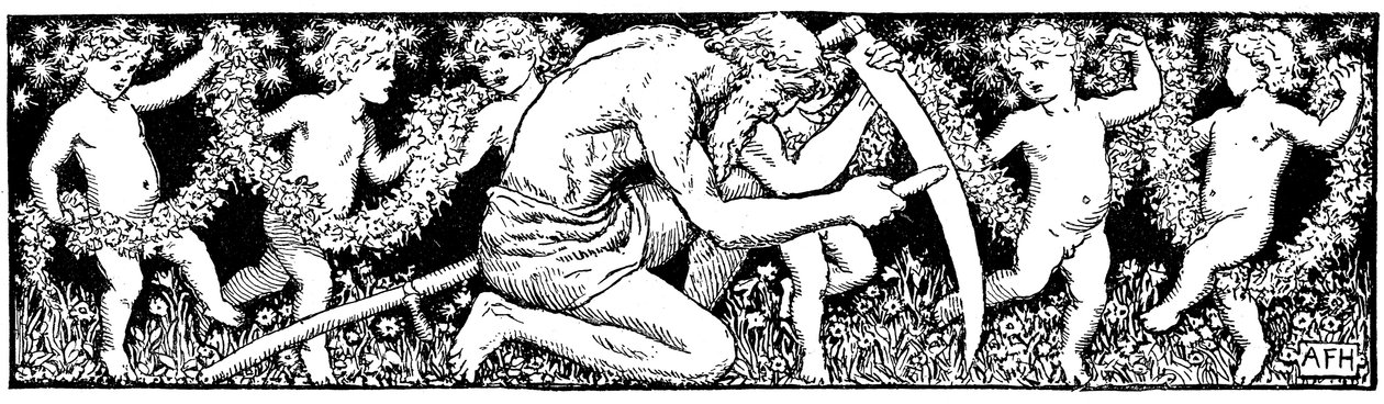 Old Father Time skjerper ljåen sin, 1891 av Unbekannt