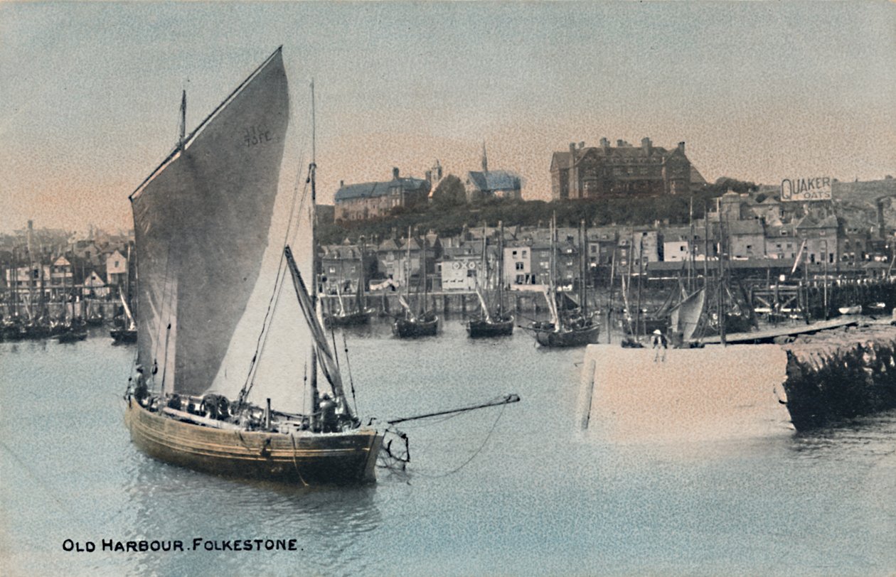 Gammel havn. Folkestone, slutten av 1800-begynnelsen av 1900-tallet av Unbekannt