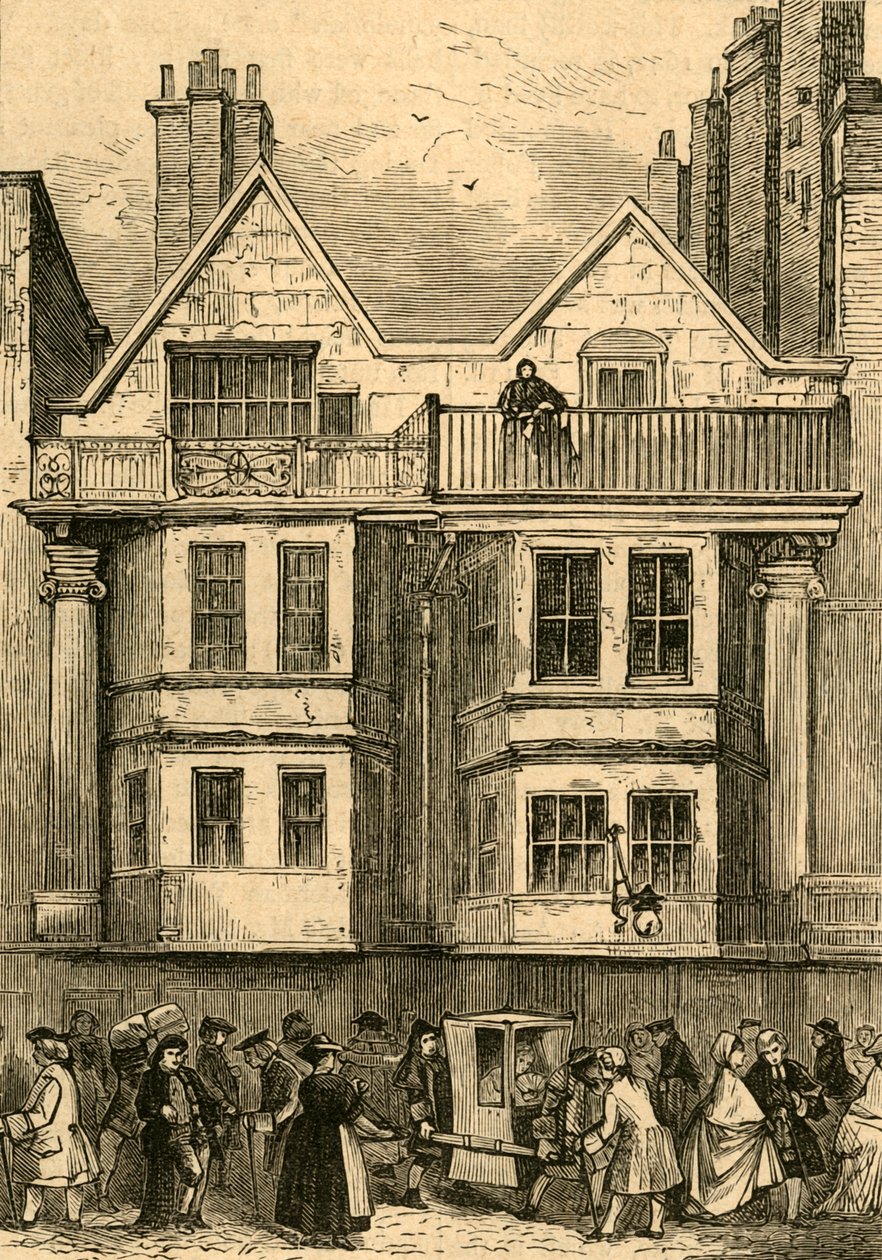 Gamle hus i Fleet Street, nær St. Dunstans kirke, nå gjenoppbygd, 1897. av Unbekannt