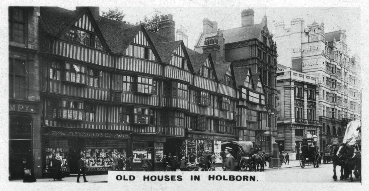 Gamle hus i Holborn, London, ca 1920-tallet av Unbekannt