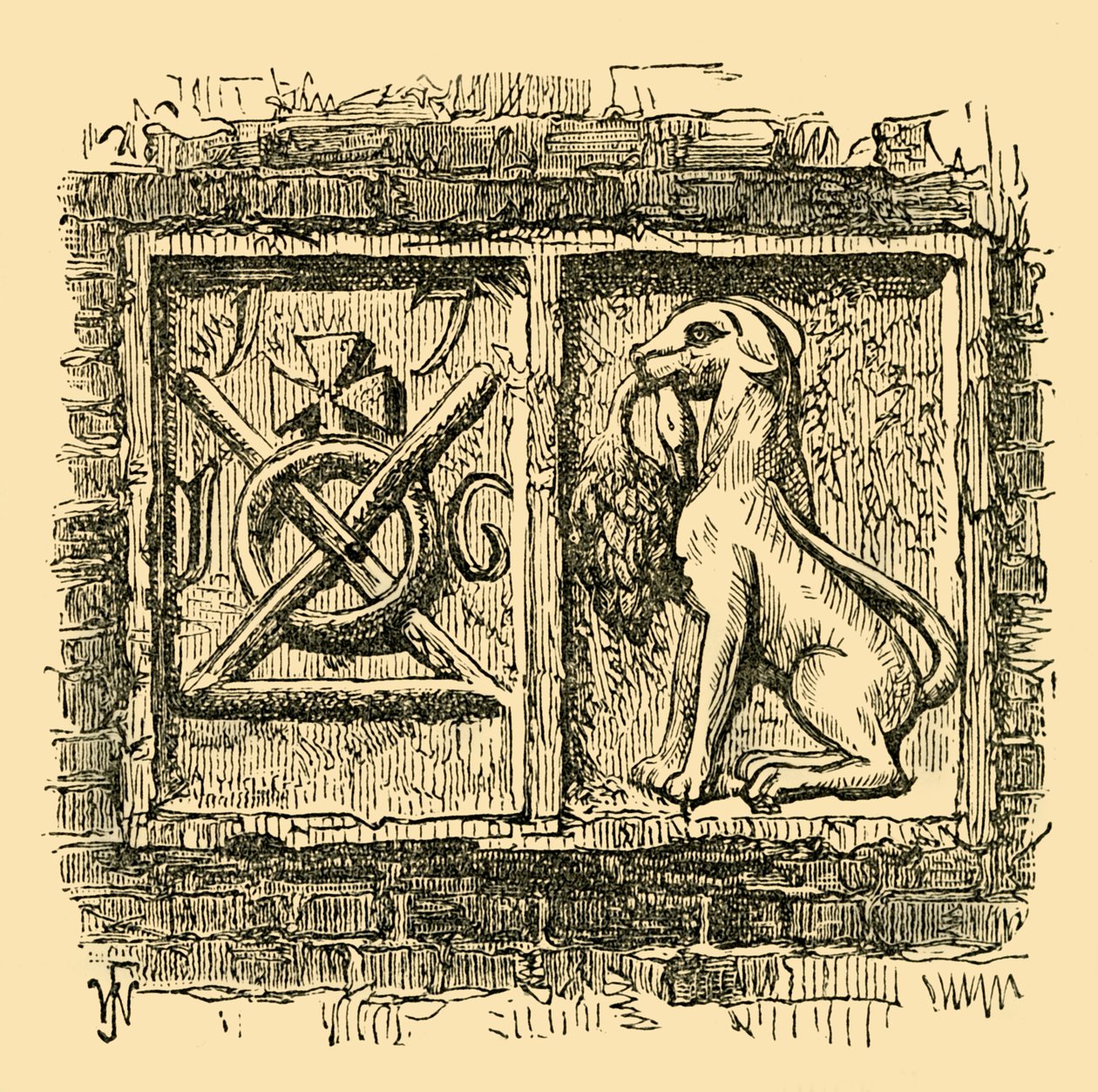 Gammelt tegn på hunden og anda., c1878. av Unbekannt