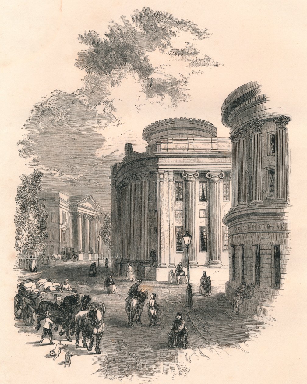 Gamle rådhuset og kommersielle bygninger, Leeds, 1800-tallet av Unbekannt