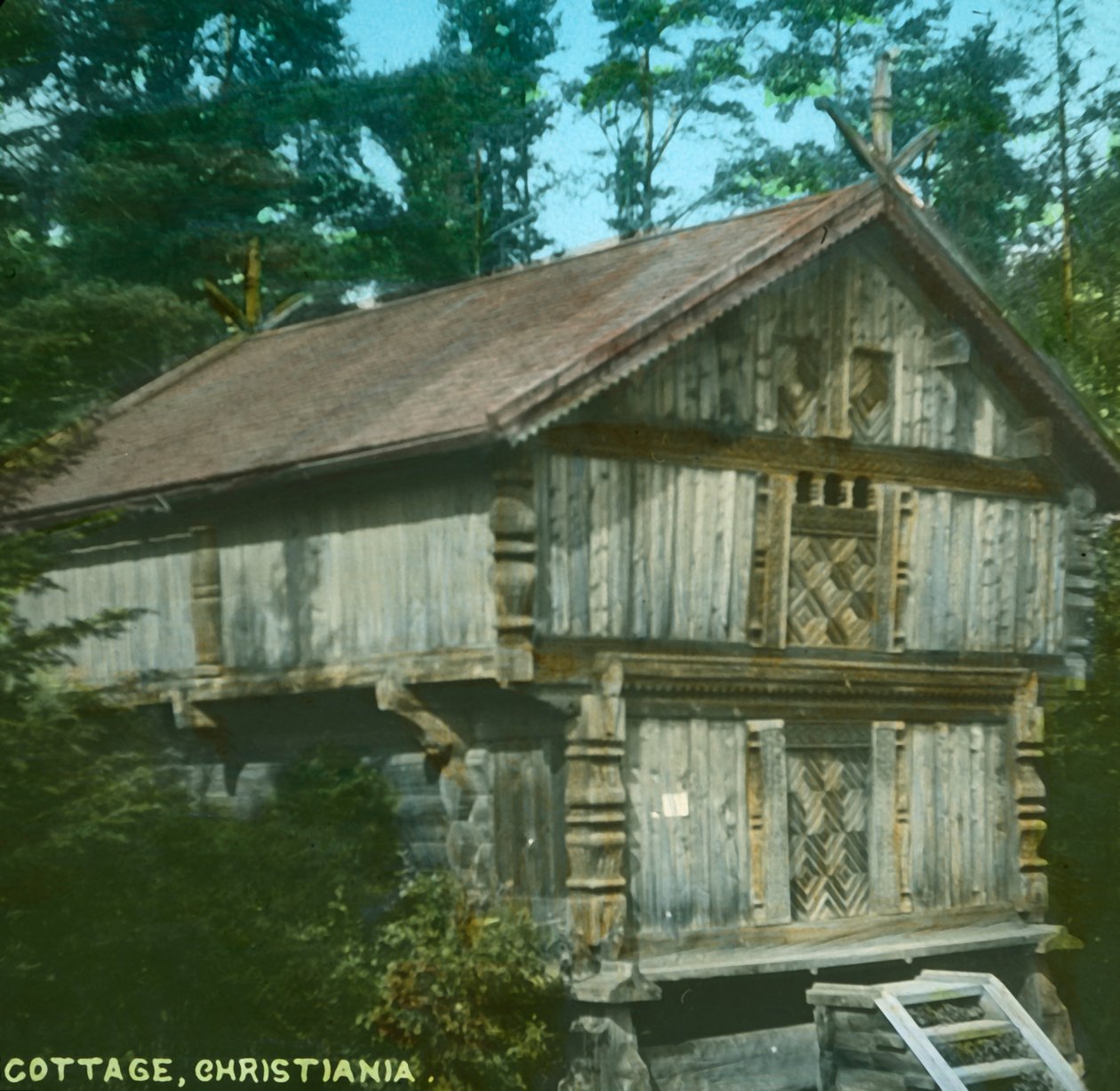 Gammel hytte, Christiania, Oslo, Norge, slutten av 1800-begynnelsen av 1900-tallet. av Unbekannt