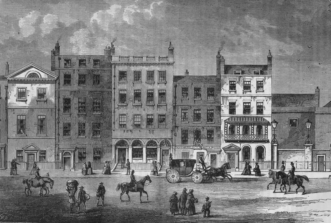 Gamle hus i Pall Mall, Westminster, London, c1830 1878 av Unbekannt