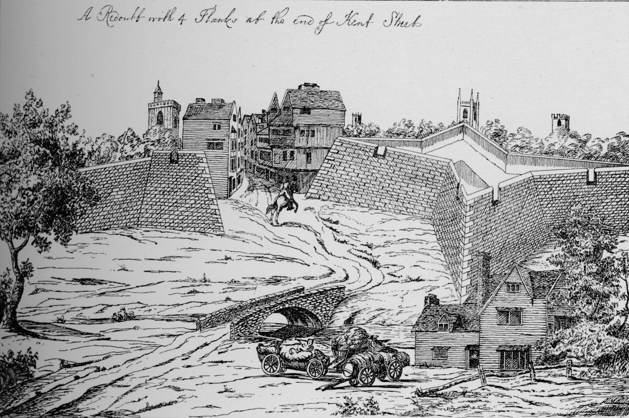Et av fortene reist av parlamentet for forsvar av London under borgerkrigen, c1808, av Unbekannt