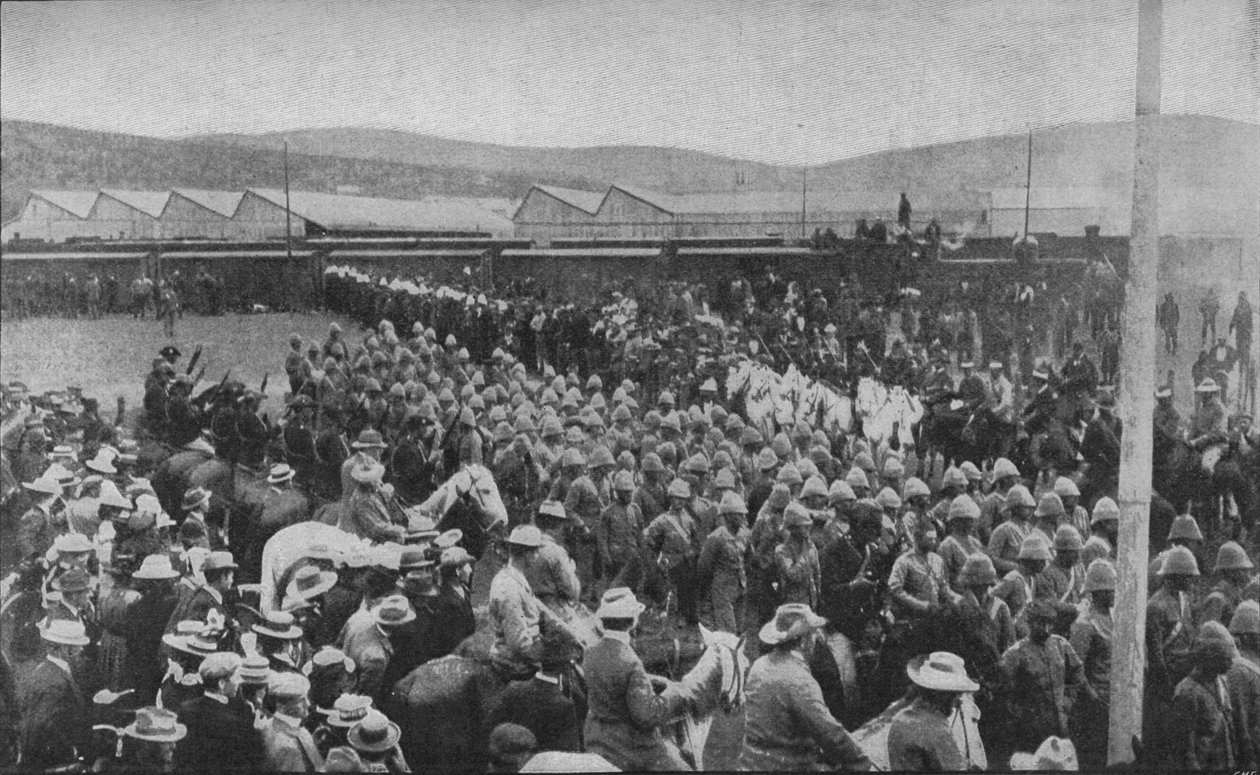 En av krigens smertefulle hendelser: Fangede britiske tropper ble marsjert inn i Pretoria, 1902 av Unbekannt