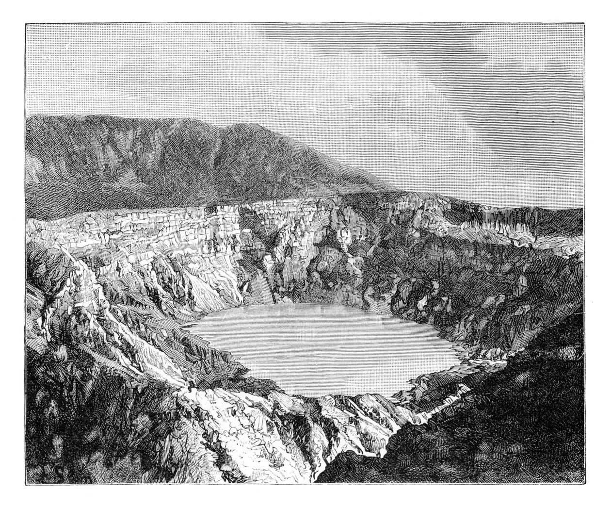 Et av de tre kratrene i Poas, c1890 av Unbekannt