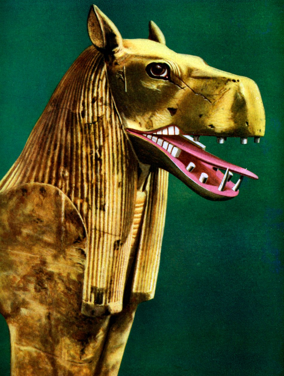 En av tvillingstøttene til en seremoniell sofa funnet i Tutankhamons grav, Egypt, 1933-1934 av Unbekannt