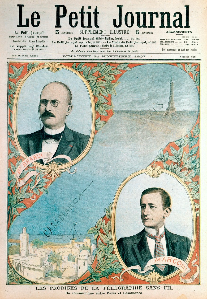 Åpning av trådløs telegrafforbindelse mellom Paris og Casablanca, 1907 av Unbekannt