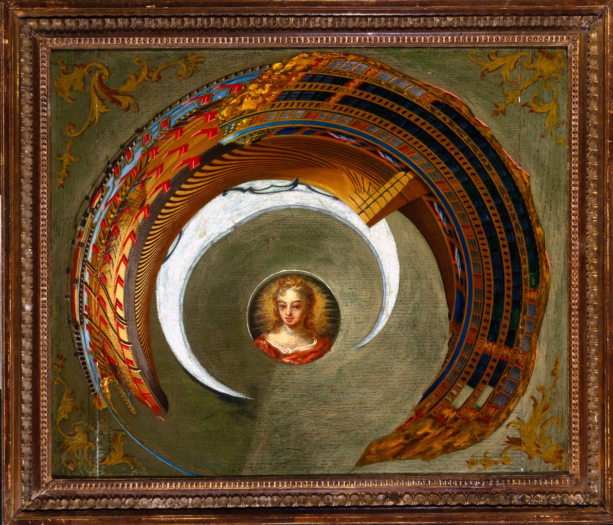Optiske illusjoner Anamorfisk maleri av et skip, ca 1744-1774 av Unbekannt