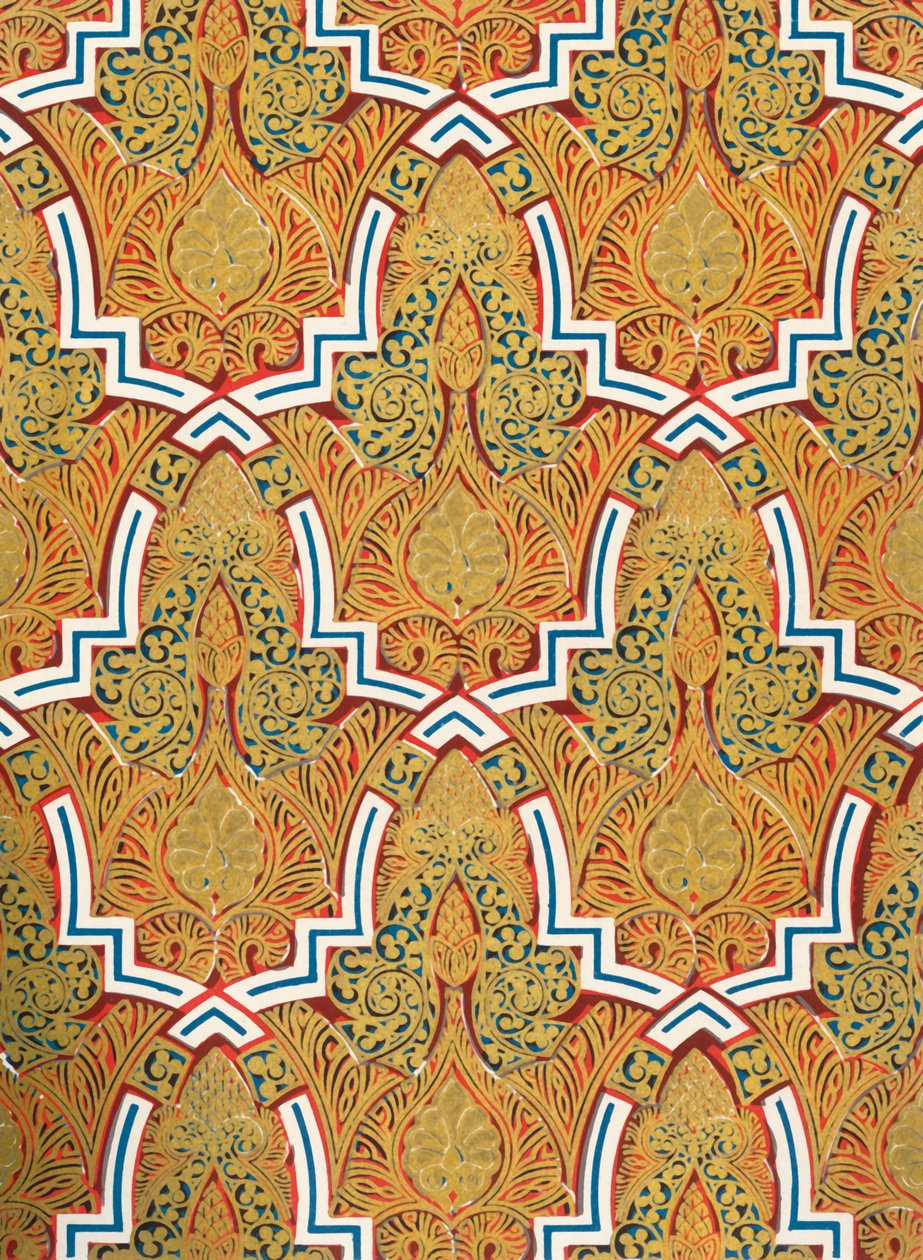 Ornament i paneler på veggene, Court of the Mosque, 1907. av Unbekannt