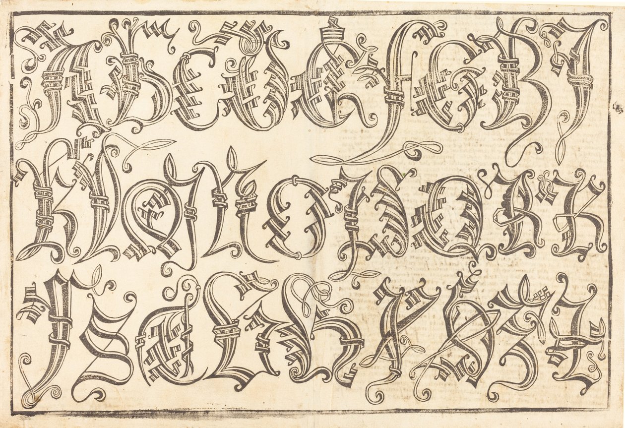 Ornamental alfabet, 14801490. av Unbekannt
