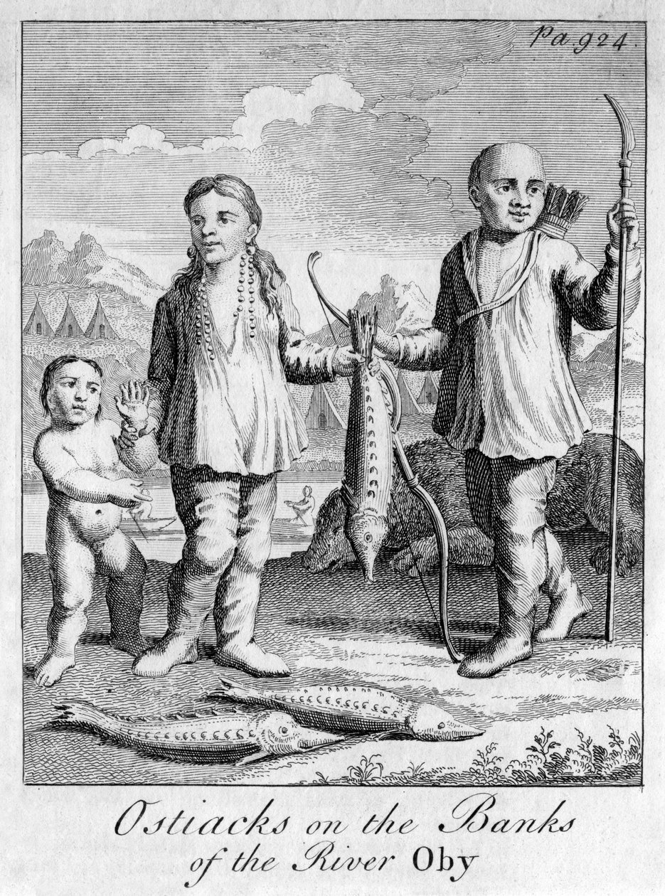 Ostiacks på bredden av elven Oby, ca 1700 av Unbekannt
