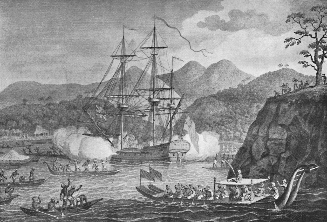 Otaheite overga seg til kaptein Wallis, 1773, 1904 av Unbekannt