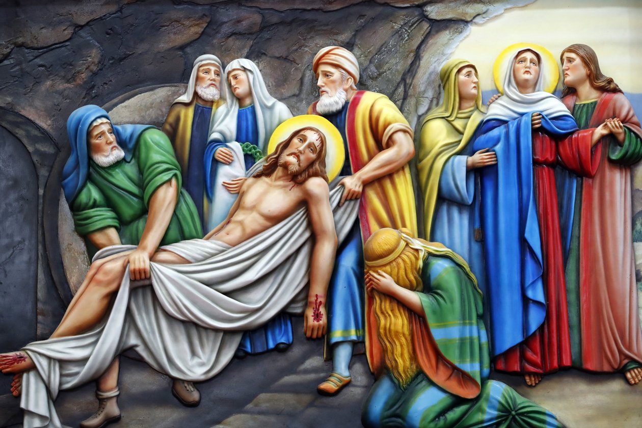 Vår Frue av Fatima kirke. Korsveien. Stasjon 14. Jesus legges i graven. Ho Chi Minh-byen. Vietnam av Unbekannt