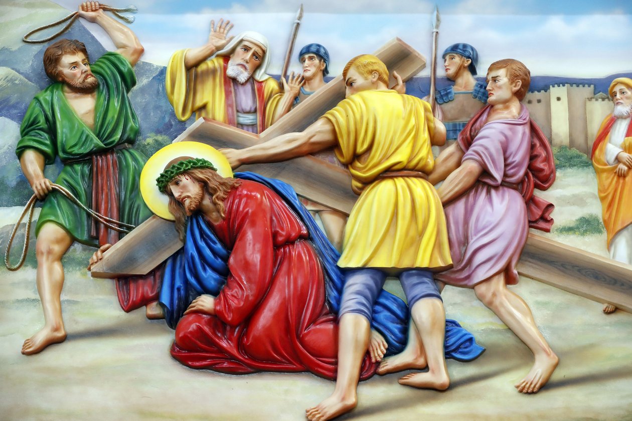 Vår Frue av Fatima kirke. Korsveien. Stasjon 3. Jesus faller for første gang. Ho Chi Minh-byen. Vietnam av Unbekannt