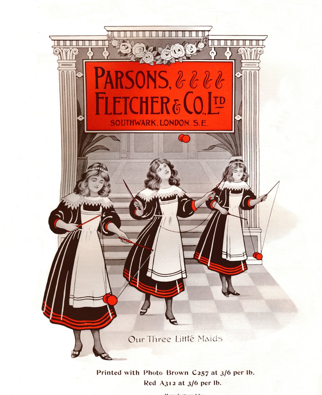Våre tre små hushjelper - Parsons, Fletcher & Co., Ltd.-annonse, 1909. av Unbekannt