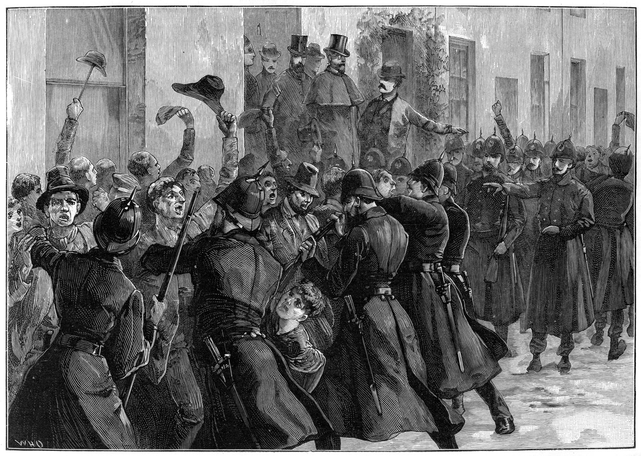 Utenfor National Rent Office etter arrestasjonen av OBrien og Dillon, Loughrea, Irland, 1887 av Unbekannt