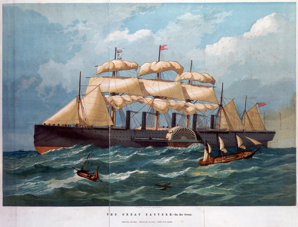 PSS Great Eastern on the ocean, 1858 av Unbekannt