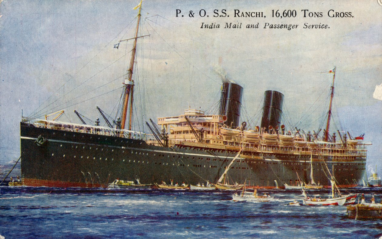 P. & O. S.S. Ranchi, 16 600 tonn brutto, India Mail and Passenger Service, 1934. av Unbekannt