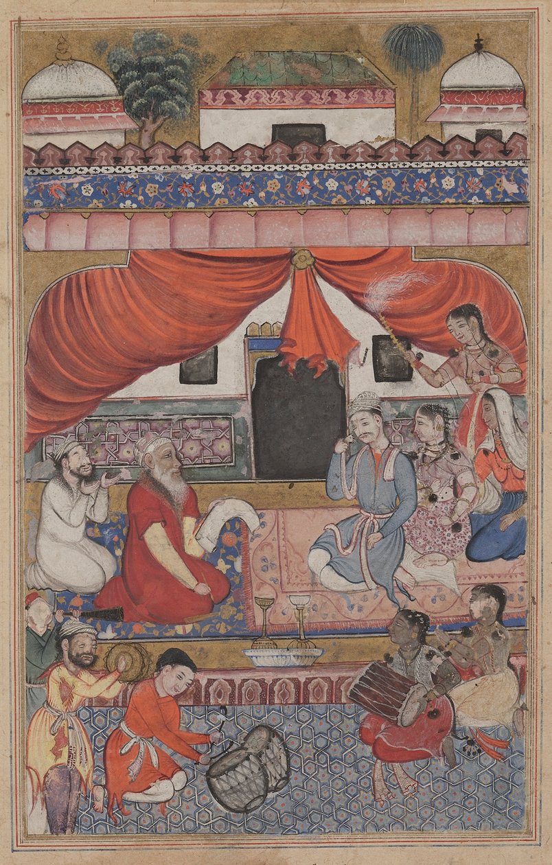 Side fra Tales of a Parrot Tuti-nama: Trettitredje natt: Forberedelse til ekteskapet..., ca. 156 av Unbekannt