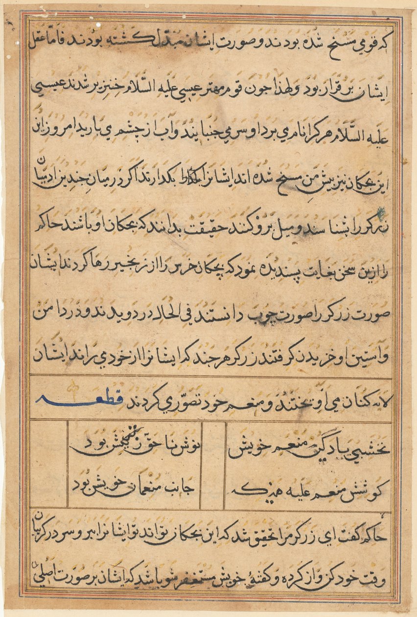 Side fra Tales of a Parrot Tuti-nama: tekstside, ca. 1560. av Unbekannt