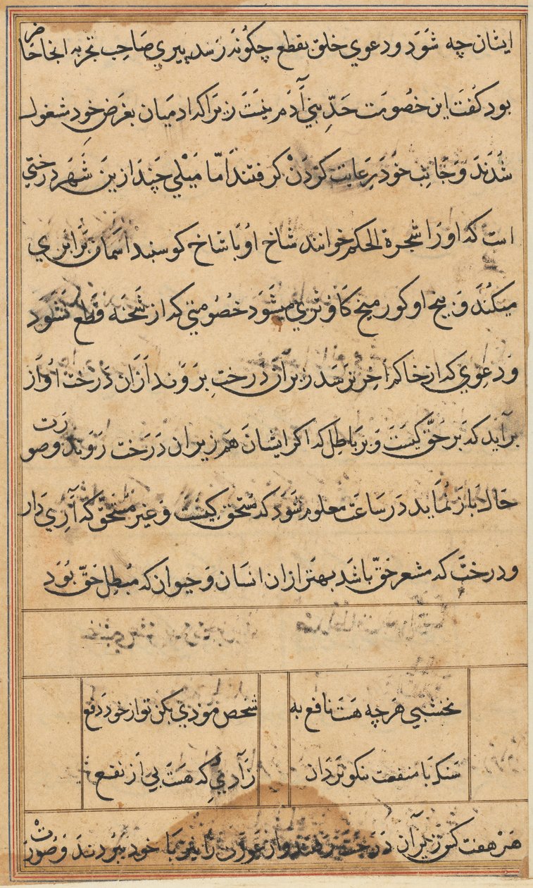 Side fra Tales of a Parrot Tuti-nama: tekstside, ca. 1560. av Unbekannt