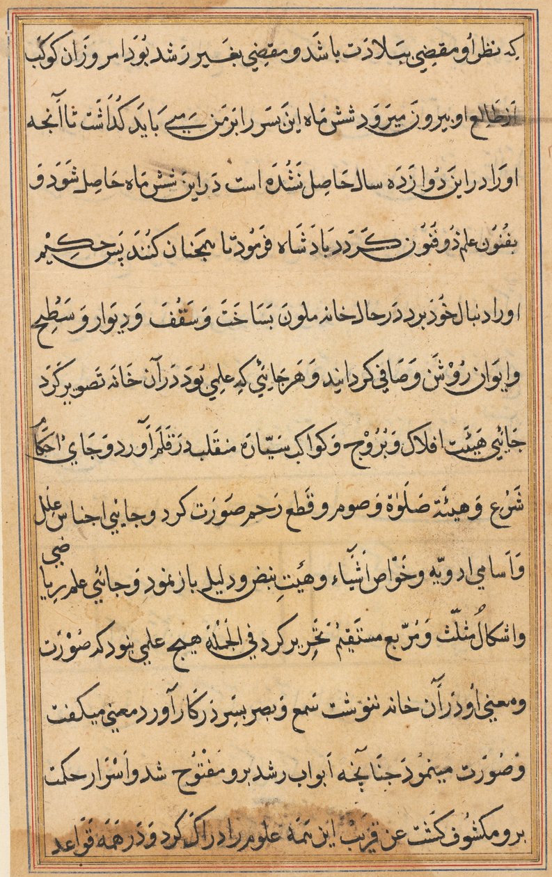 Side fra Tales of a Parrot Tuti-nama: tekstside, ca. 1560. av Unbekannt