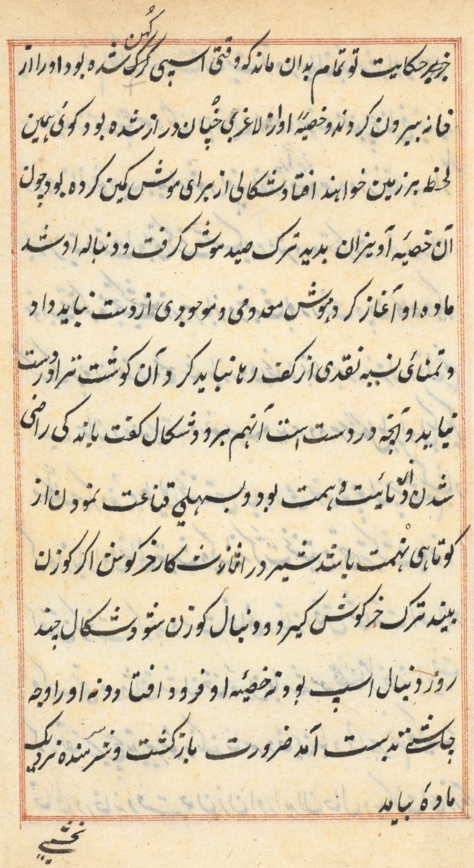 Side fra Tales of a Parrot Tuti-nama: tekstside, ca. 1560. av Unbekannt