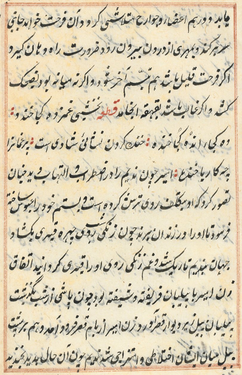 Side fra Tales of a Parrot Tuti-nama: tekstside, ca. 1560. av Unbekannt