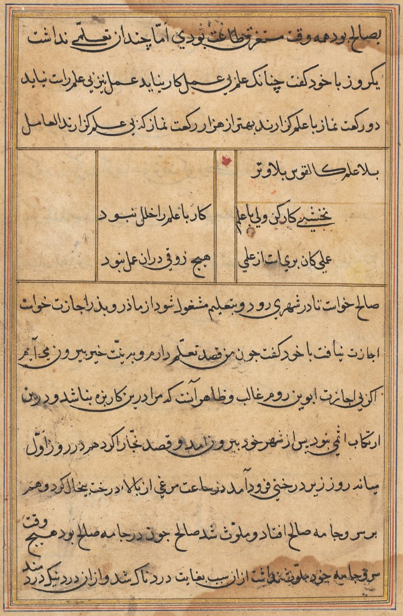 Side fra Tales of a Parrot Tuti-nama: tekstside, ca. 1560. av Unbekannt