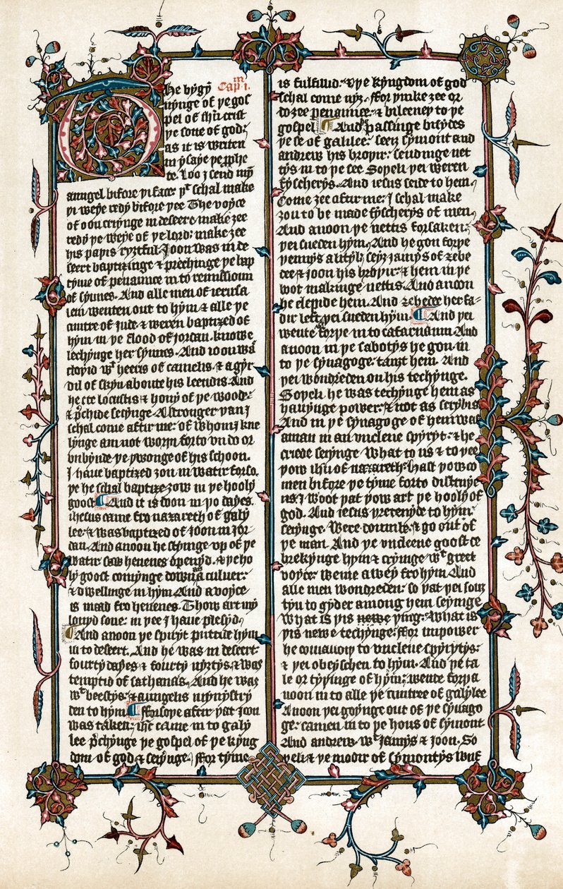 Side fra Wycliffes oversettelse av Bibelen til engelsk, c1400 av Unbekannt