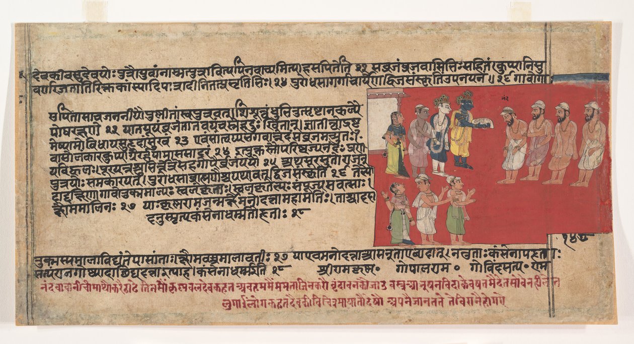 Side fra en spredt Bhagavata Purana gamle historier om Lord Vishnu, ca. 1630-50. av Unbekannt
