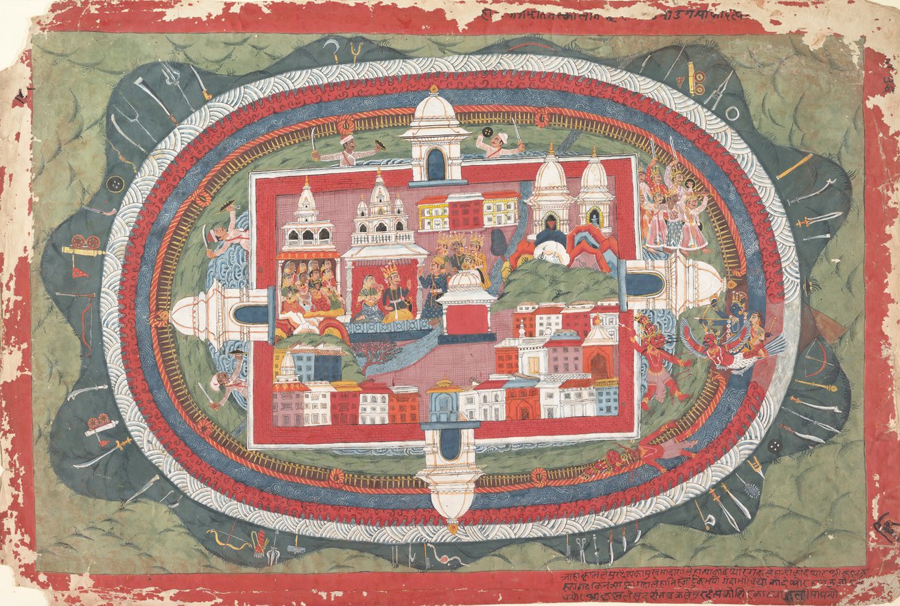 Side fra et spredt Bhagavata Purana-manuskript Life of Krishna, ca. 1775. av Unbekannt