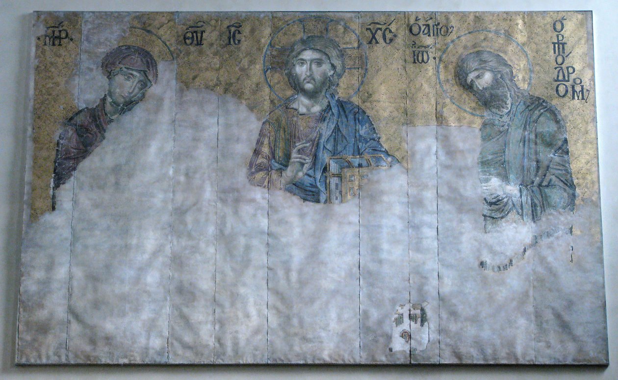 Malt kopi av Deesis Mosaic, bysantinsk, tidlig 1900-talls original datert 1200-tallet. av Unbekannt