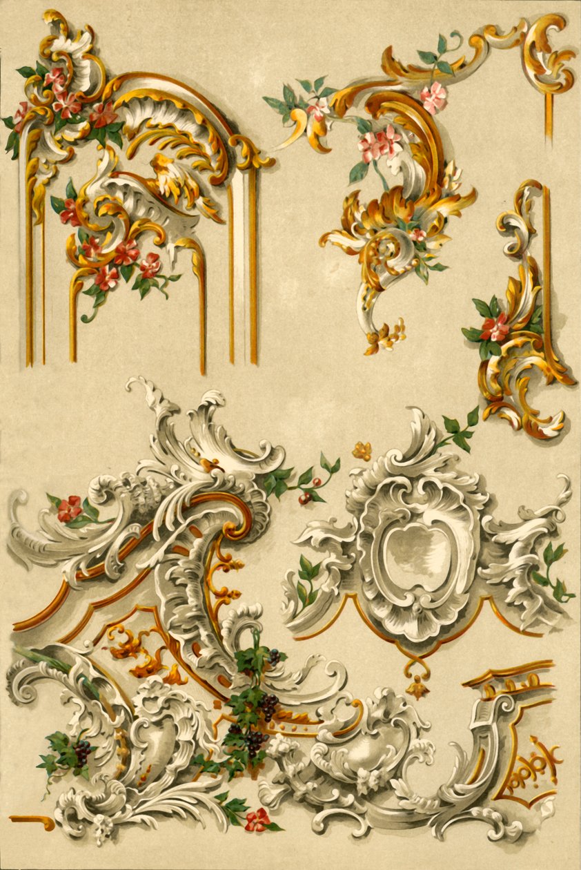 Malt gipsarbeid, Tyskland, 1700-tallet, 1898. av Unbekannt