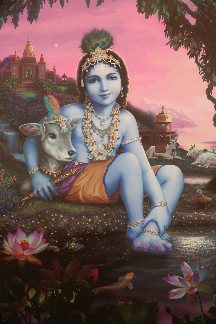 Maleri som viser hinduguden Krishna som barn. India av Unbekannt