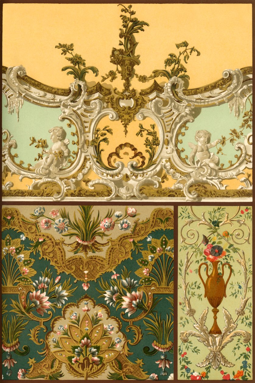Maleri, lærteppe, stukkatur, Frankrike og Tyskland, 1600- og 1700-tallet, 1898. av Unbekannt