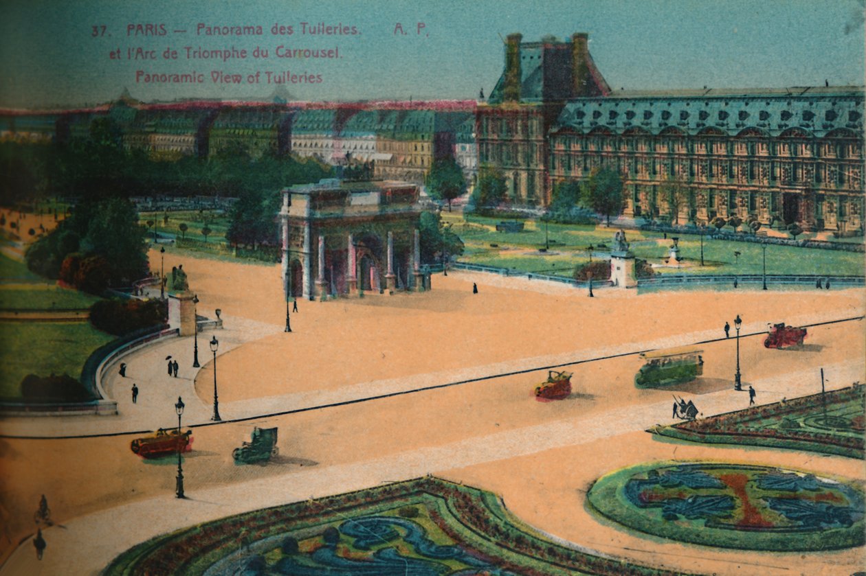 Panoramautsikt over Tuileriene og Triumfbuen du Carrousel, Paris, c1920 av Unbekannt