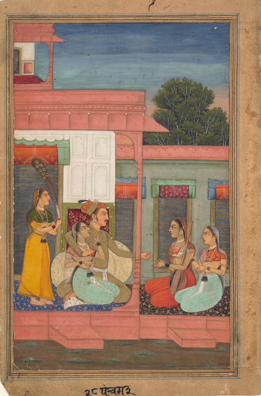 Panchama Ragini: Side fra en Ragamala Series Garland of Musical Modes, ca. 1640. av Unbekannt