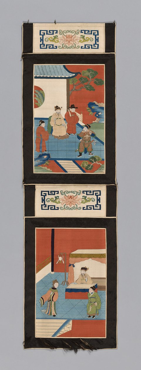 Panel For a Screen, China, Qing dynasty 1644-1911, 18751900.    1207686   no       norwegian Successfully Translated  Original: Lezende oude vrouw Vieille femme lisant (original title) Translat: Lezende oude vrouw Vieille femme lisant (original title) 1381 av Unbekannt