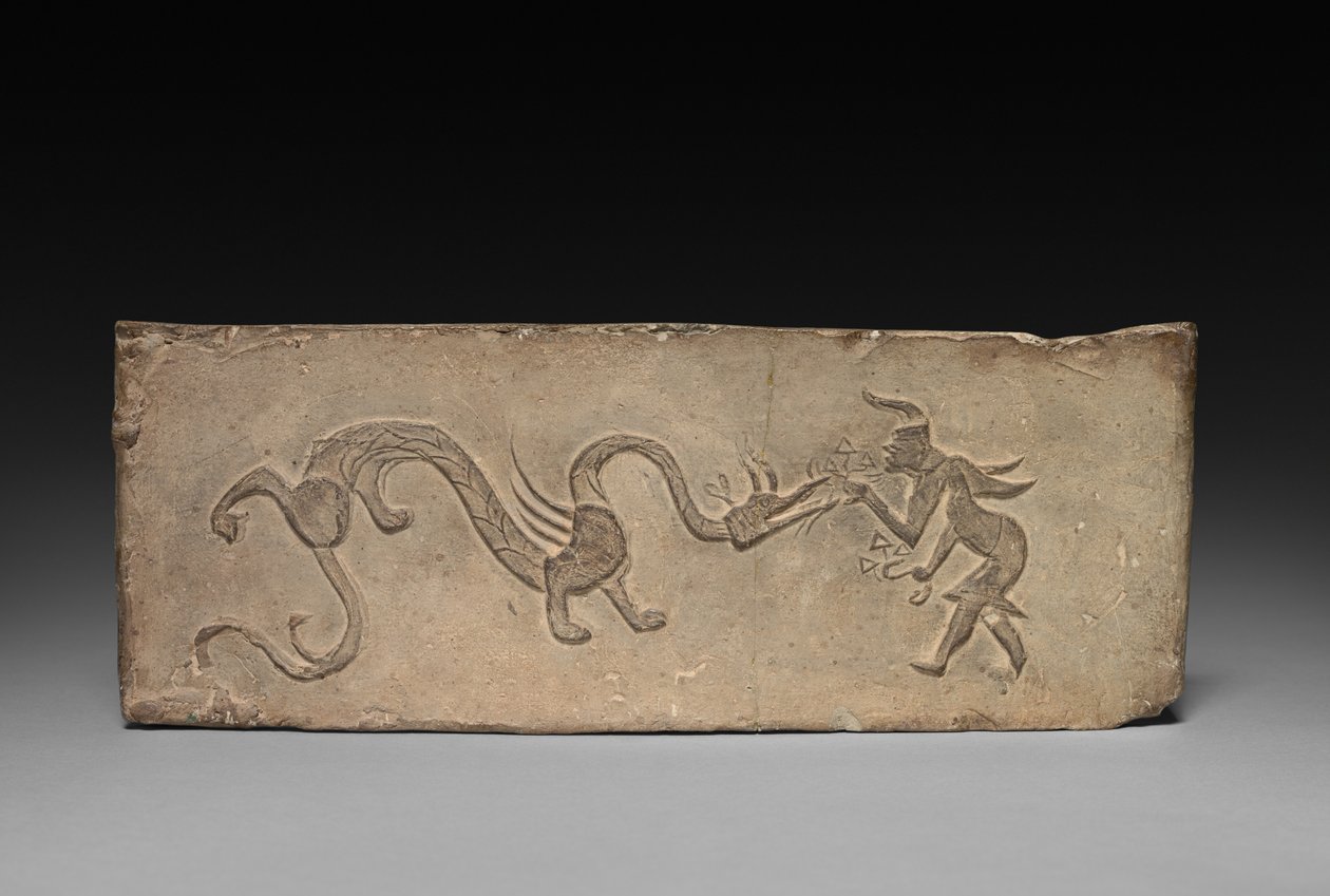 Panel fra Model Cooking Stove: Fairy Feeding Lingzhi Fungus to a Dragon, 1st Century BC. av Unbekannt