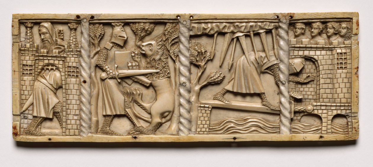 Panel fra en kiste med scener fra Courtly Romances, 1330. av Unbekannt