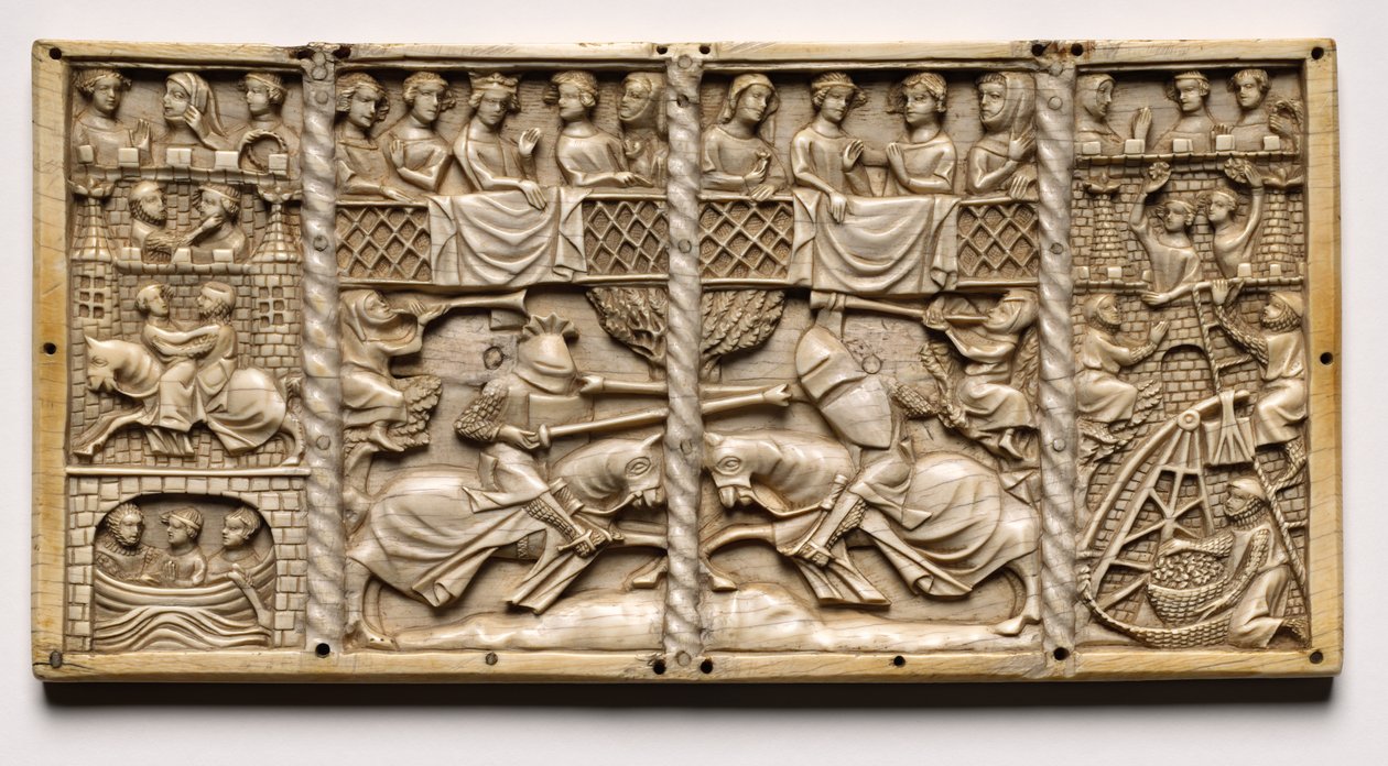 Panel fra en kiste med scener fra Courtly Romances, ca. 1330-1350 eller senere. av Unbekannt